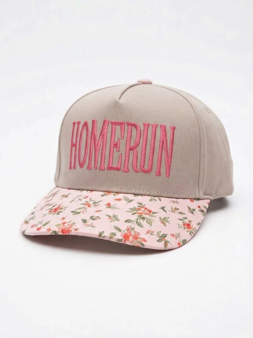 Zenana Floral Baseball Cap in Pink & Beige “Homerun”